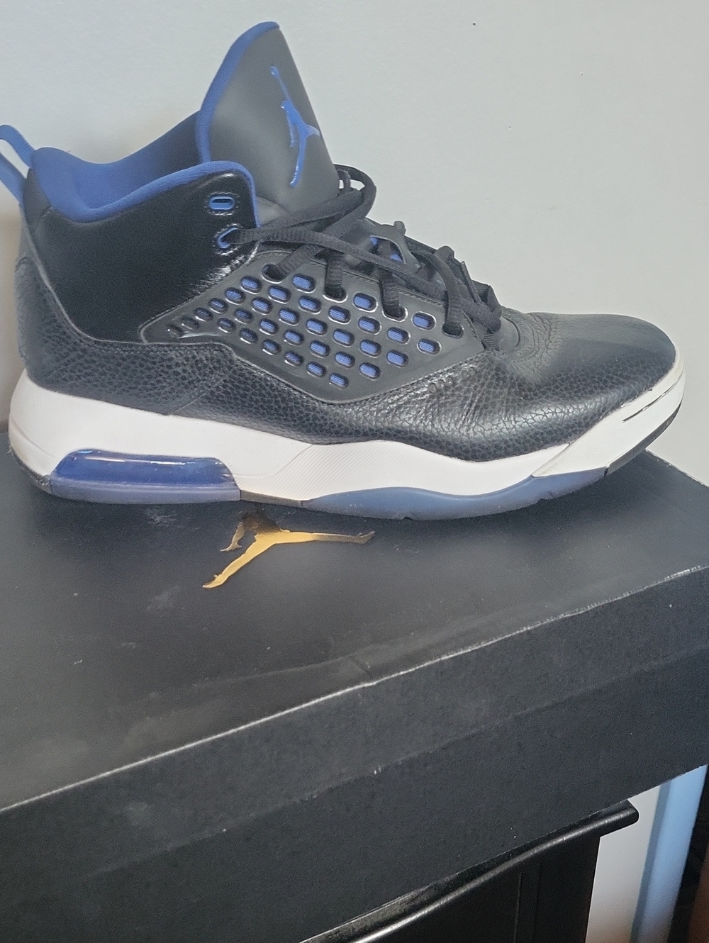 Jordan Black and Blue High-Top Basketball Sneakers